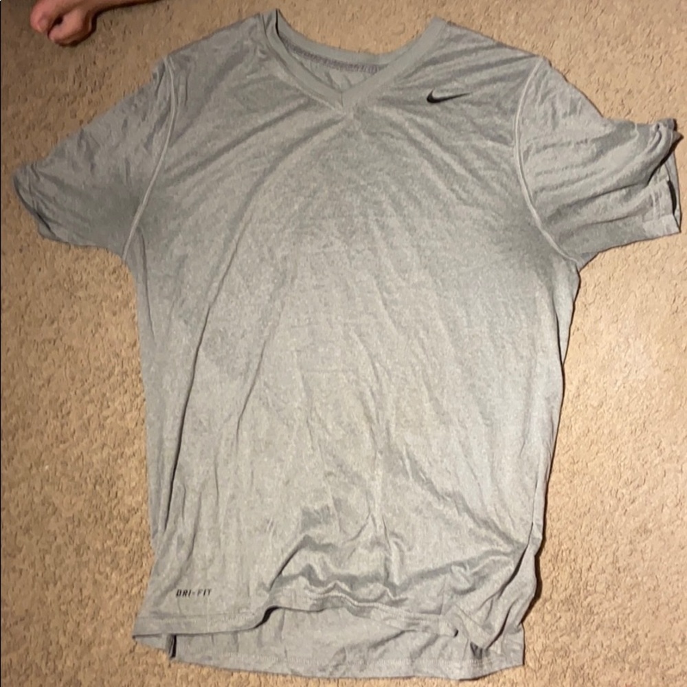 Grey Nike dri-fit v-neck athletic t-shirt